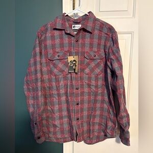 Musk Ox Grand Flannel  Red and Gray Plaid Shirt Jacket